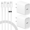 thumbnail image 1 of Cargador STAKYCET para iPhone, 20 W, USB C, cable de 10 pies, paquete de 2 unidades, 14/13/12, 1 of 7