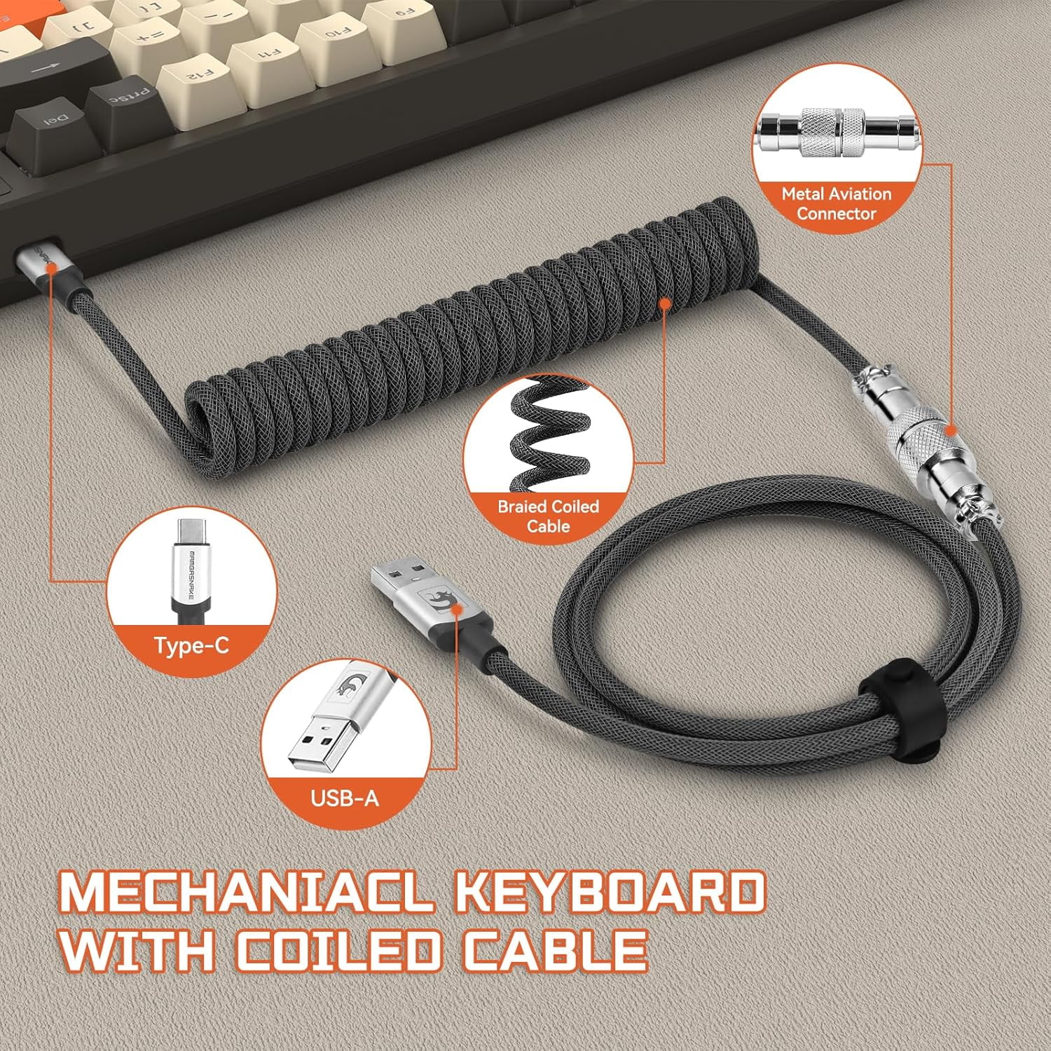 ZIYOULANG K8 3-Mode Wireless Mechanical Keyboard with Coiled Cable, BT5.0/2.4G/Wired, 19 Backlit,100 Keys Hot Swappable Red Switch Gasket RGB with Number Pad for PC Gamers/Mac/Windows/Laptop-Orange