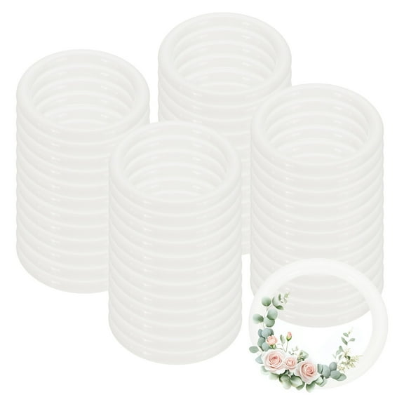 Uxcell 48 Pcs Dream Catcher Rings, 1.5 inch Floral Macrame Plastic O Rings DIY Round Plastic Hoops for Crochet Craft Making Wall Hanging Wedding Wreath Christmas, White