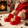 thumbnail image 2 of Miaouyo Baby Christmas Booties Knit Patchwork Winter Warm Soft Sole Shoes, 2 of 8