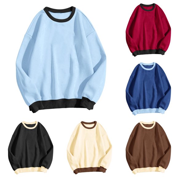 Tanghaowl Women Sweatshirt Daily Home Outdoor Workout Long Sleeve O Neck T Shirt Top Solid Sweatshirt Streetwear with Soft Fabric Blue S