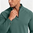 thumbnail image 6 of Dagugfen Workout Tops for Men Long Sleeve Quarter Zip Stand Neck Stretchy Spandex Quick Drying Athletic Running Shirts, 6 of 7