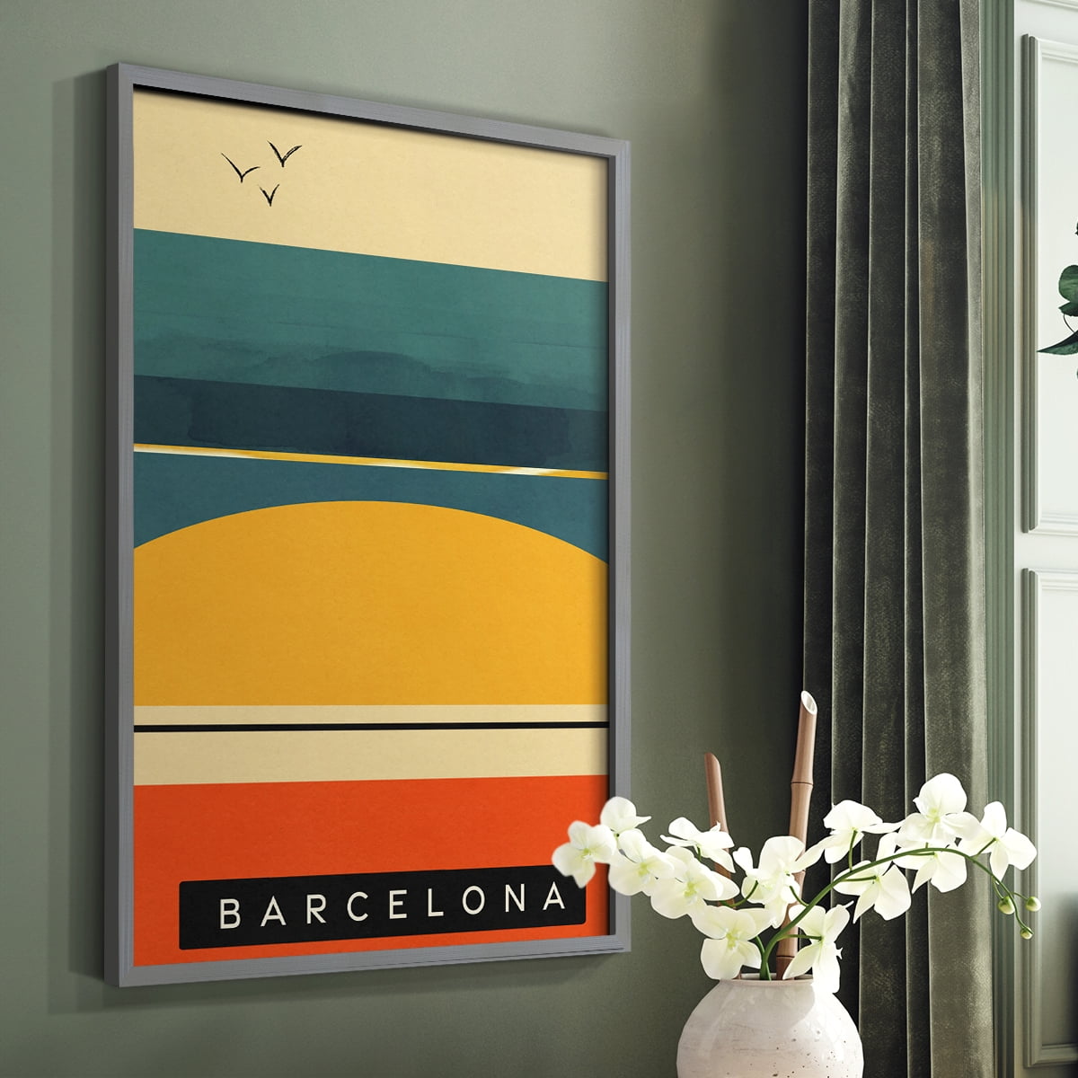 Summer Abroad II Framed Print in Gray Solid Wood Framed Print No Nail Hanging