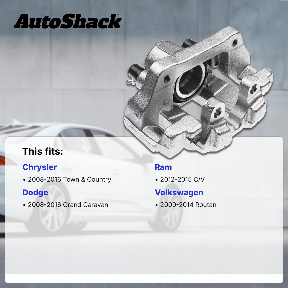 AutoShack Rear Brake Calipers for Dodge, Chrysler, Volkswagen & Ram, Grand Caravan 2008-2016 Town & Country 2008-2016 Routan 2009-2014 C/V 2012-2015, FWD V6 3.3L 3.6L 3.8L 4.0L, Left and Right, Pair