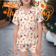 thumbnail image 2 of RUTAYY Girls Thanksgiving Pajama Set Turkey Pumpkin Design Short Sleeve Top Shorts Kids Festive Sleep Outfit, Pink, 2 of 4