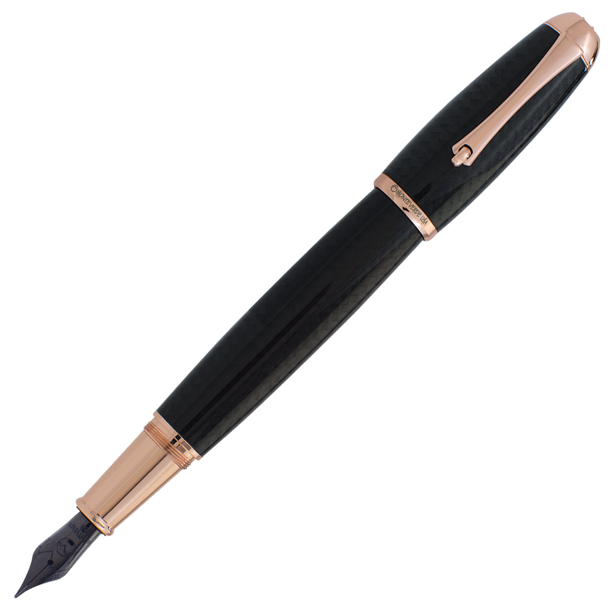 Monteverde Super Mega Carbon Fiber and Rosegold Fountain Pen Extra