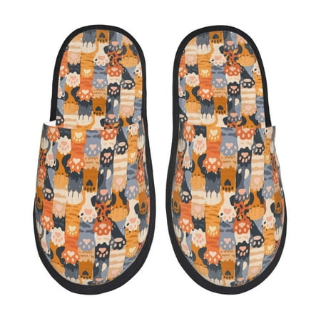 Balery Cat Paws Slient Indoor Furry Fleece Comfort House Shoes Soft Non-Slip Home Shoes Cotton slippers House Slippers-- Large