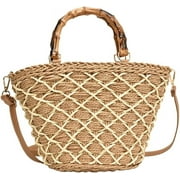 COCOMANGOS Raffia Tote Bags for Women Straw Crossbody Bags for Women Woven Beach Bag Handbag Clutch Purses Summer Vacation