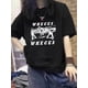 thumbnail image 1 of [Retro T-Shirt] Retro Navy Blue Women's T-Shirt | Casual Loose Fit Short Sleeve Tee with Graphic Print, Y2K , Machine Washable, Summer Essential for Casual Attire, Relaxed Fit Top | Round Neckli, 1 of 5