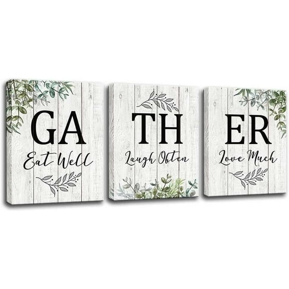 Gather Sign for Kitchen Wall Decor,Canvas Print Kitchen Wall Art Decorate,Farmhouse Home Living Room or Dining Room Wall Decor Artwork (15 X 12 inch)