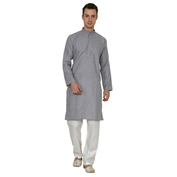 Indian Handmade Light Cotton Linen Summer Wear Long Kurta Pyjama Dress Set