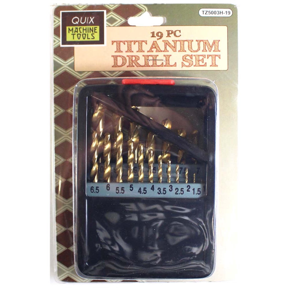 QUIX 19 Piece Titanium Drill Bit Set | 1mm - 10mm Range | Sharp & Durable | Secure Metal Storage Case | Precision Drilling & Comprehensive Sizes
