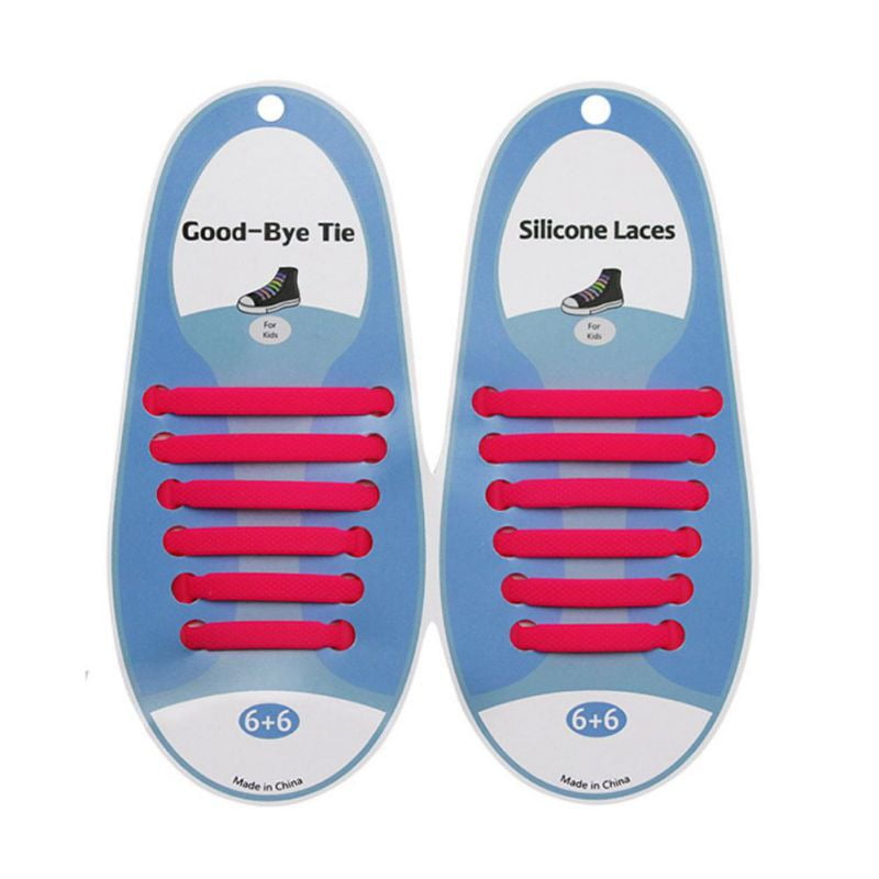16x No Tie Adult Kids Shoelaces Rubber Silicone Slip Easy Sneaker Shoe Laces Top 