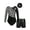 Black, variant on Kids Girls Gymnastics Outfits Shiny Metallic Leotards with Shorts 3pcs Set Dance Performance Black 4