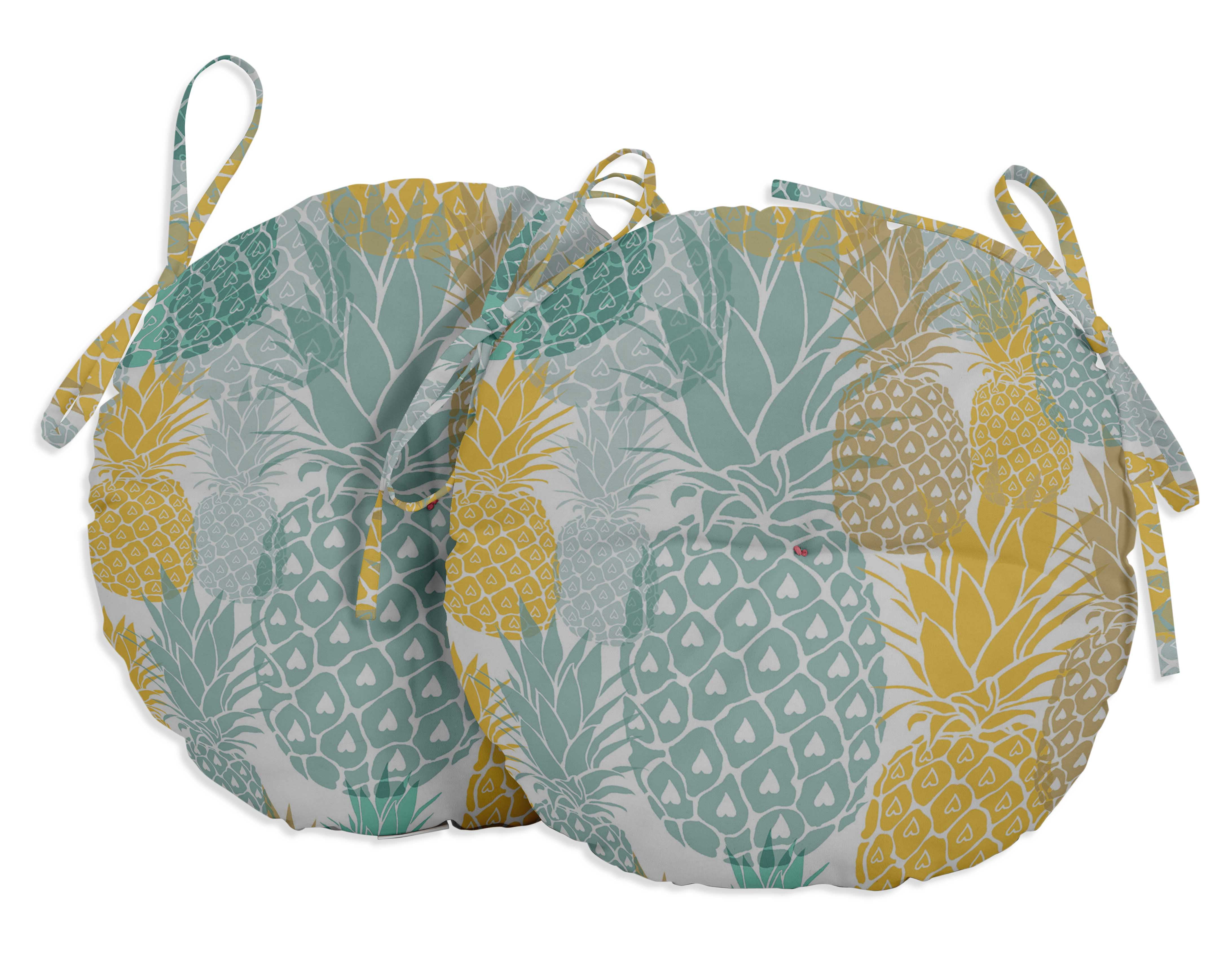 Vargottam Indoor/Outdoor Round Bistro Chair Cushions Block Print 15