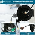 thumbnail image 5 of iMeshbean Retractable Power Pressure Washer Hose Reel, 3/8" x 50ft 4800PSI Rubber Hose,Wall Mount Garden Hose Holder, Auto Rewind Air Compressor Hose Reel, Heavy Duty Metal Hose Stand for Yard/Garden, 5 of 19
