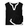 thumbnail image 6 of RRMuAzgs Womens 2 Piece Outfits Short Sleeve Shorts Sets Summer Casual Sweatsuit Color Blocked Loungewear Sets Woman, 6 of 7