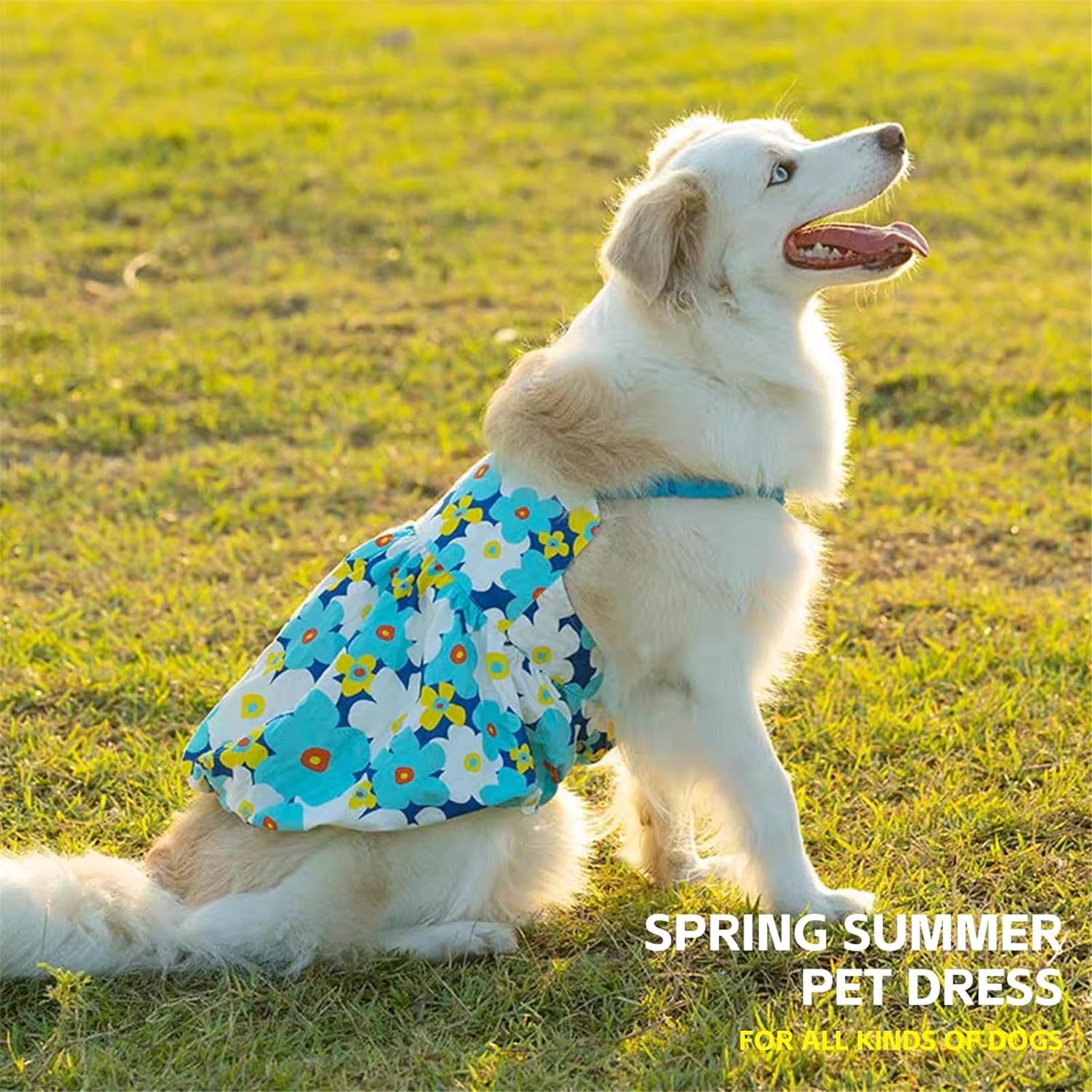 UOSIA Large Dog Dresses for Female Dogs Soft Breathable Puppy Suspender Skirt,7XL,Blue Floral