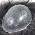 thumbnail image 3 of #1B Natural Black PU Men's Toupee V Loop Human Hair Replacement System, 3 of 7