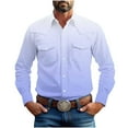thumbnail image 2 of VgaVtl Long Sleeve Shirts for Men Turn Down Collar Cotton Mens Clothes Shirts with Pockets Office Blue Button up Shirts,4XL, 2 of 8