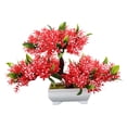 thumbnail image 3 of Bonsái artificial Planta artificial Decoración Escritorio Oficina Dormitorio Pequeño Falso rojo, 3 of 9