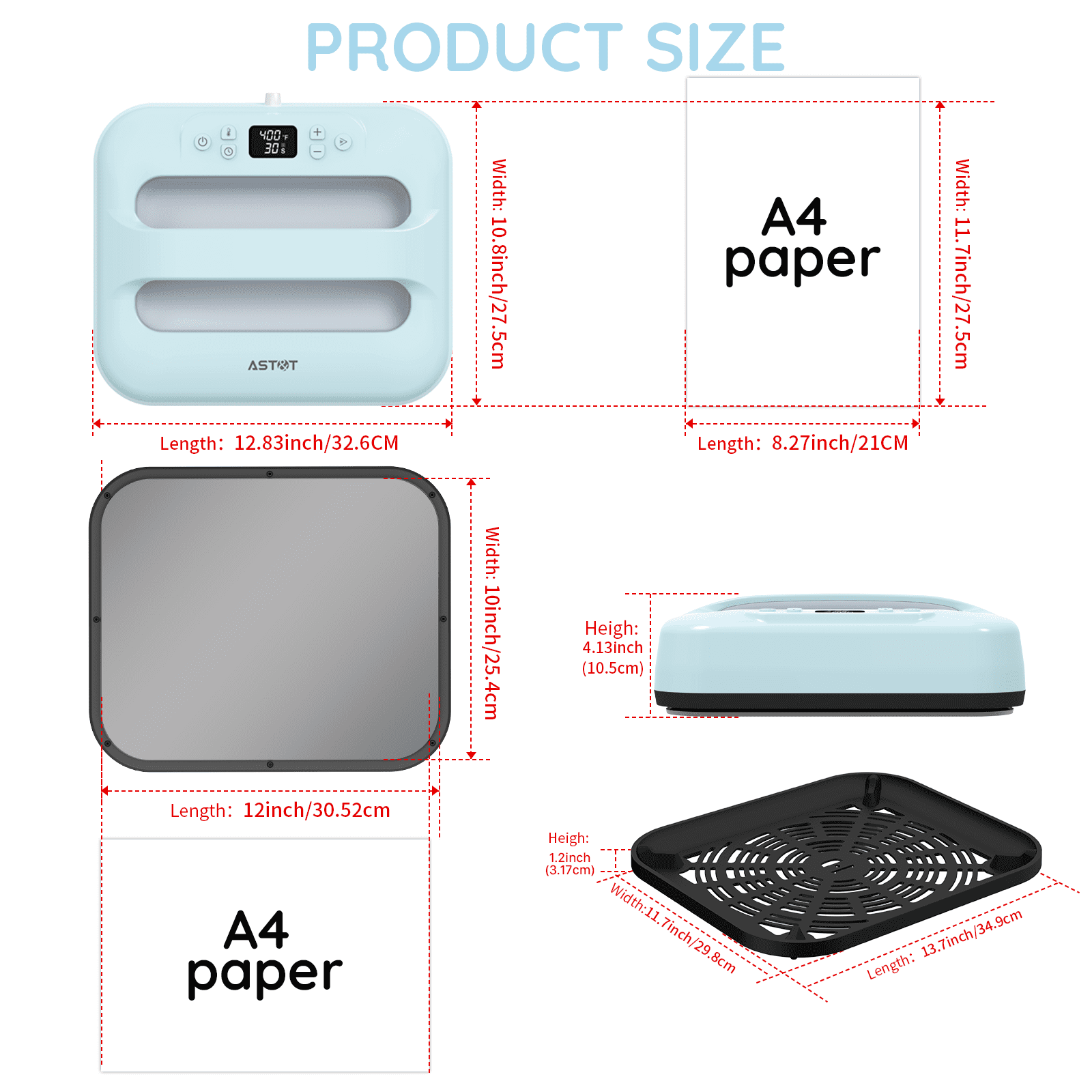 AST&T Smart Heat Press Machine 12"x10" with Bluetooth App, Ideal for HTV Vinyl, Sublimation and DIY T-Shirt Projects