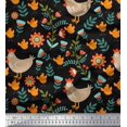 thumbnail image 1 of Soimoi Poly Georgette Fabric Leaves,Cock & Chick Cartoon Print Sewing Fabric Yard 52 Inch Wide, 1 of 3