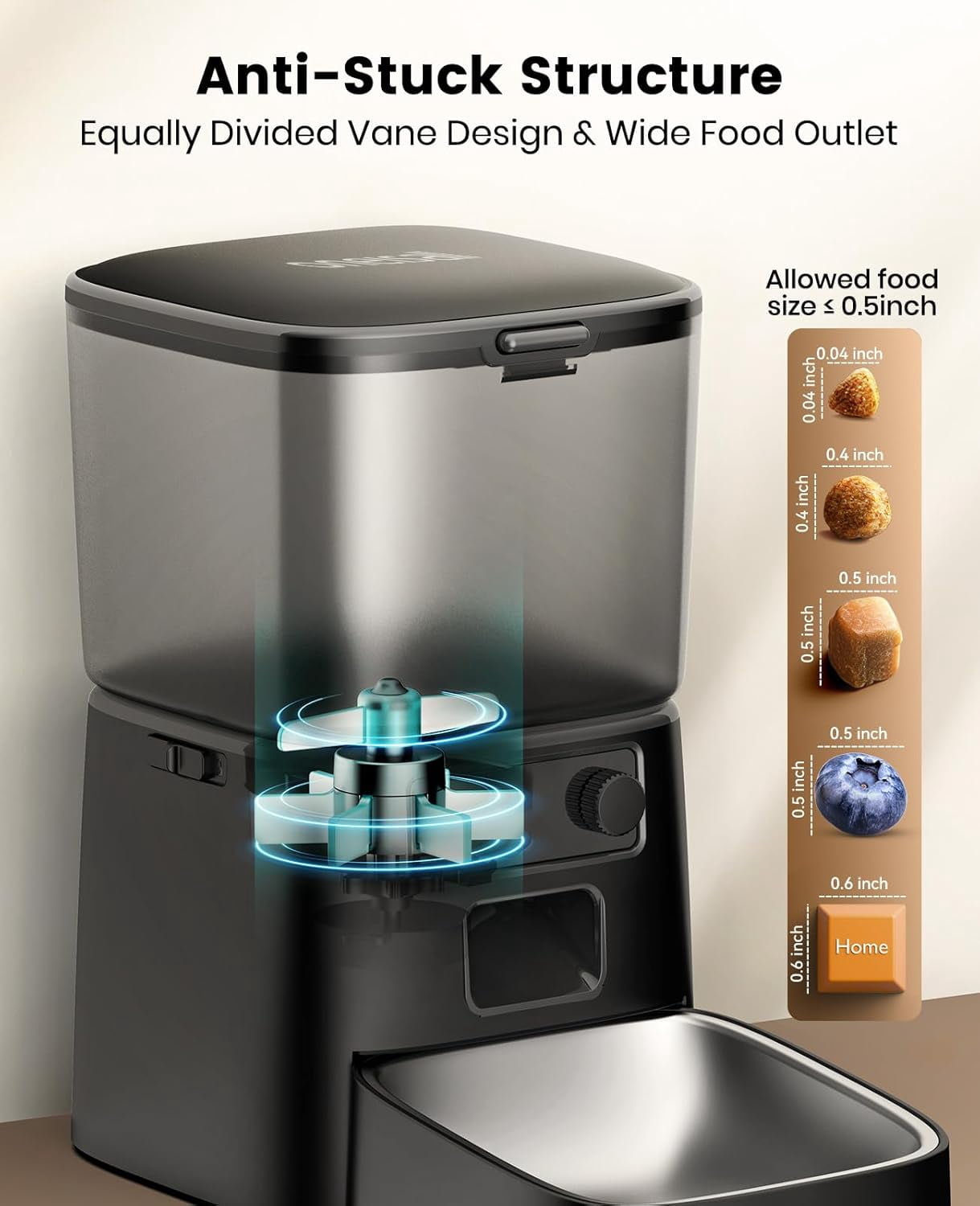 Automatic Cat Feeder WiFi App Control Smart Pet Food Dispenser with Portion Control for Dry Food Indoor