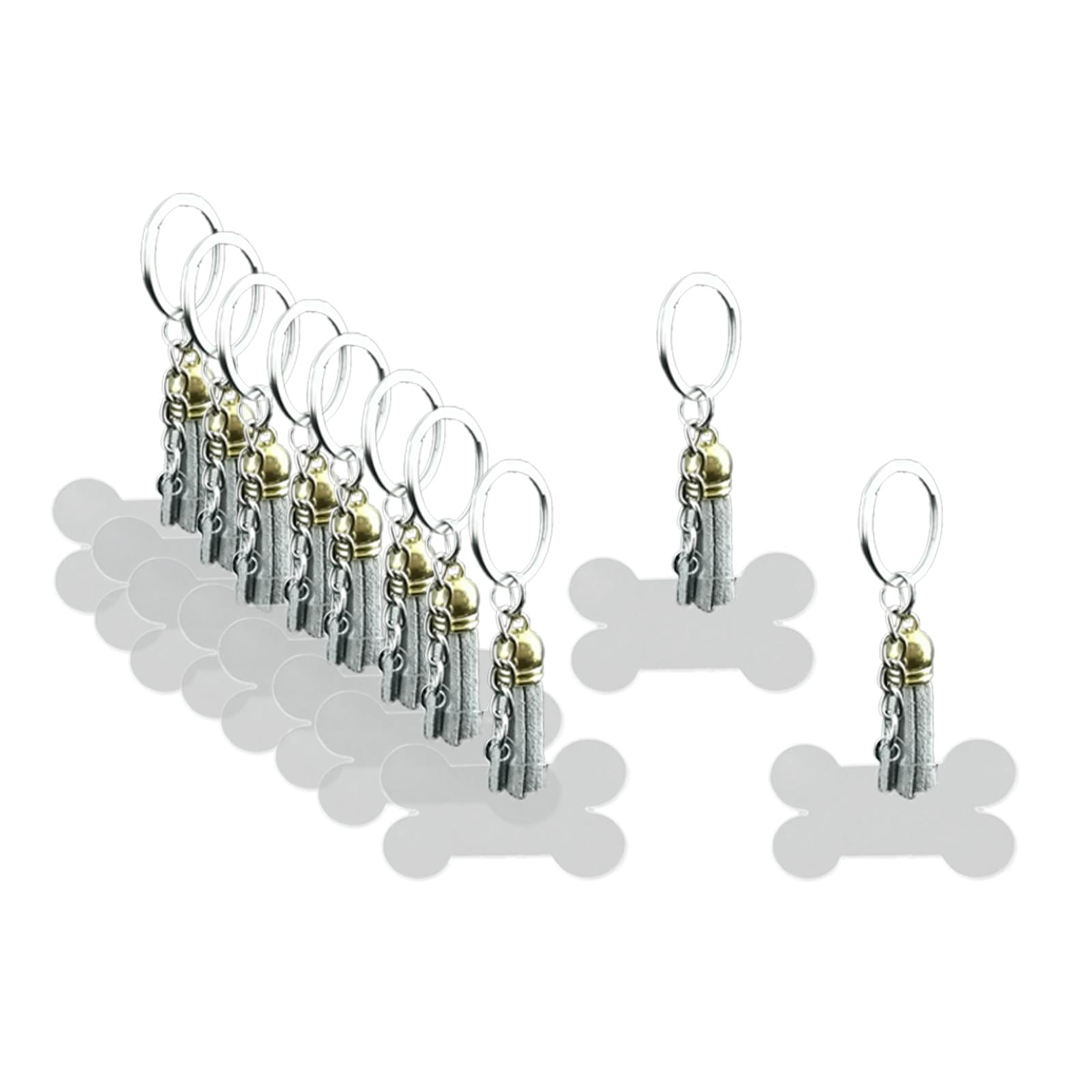 10 Acrylic Transparent Key Chains Set Bone Shaped Acrylic Keychain Blanks 