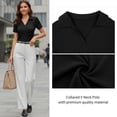 thumbnail image 6 of JYLFC Womens Short Sleeve Polo Shirts V Neck Collar Knit Top Casual Work Shirt for Summer, Black L, 6 of 7