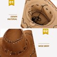 thumbnail image 3 of GOOHOCHY piezas de sombrero de vaquera occidental para niños, clásico, para niños y niñas, sombrero Fedora de rodeo, de ala ancha, para cosplay, para fiesta temática del oeste., 3 of 7