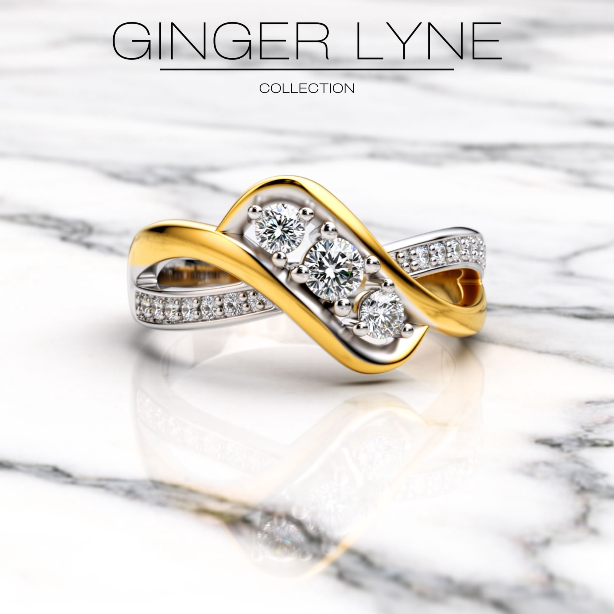 3 Stone Engagement Ring  for Women Sterling SilverPromise Ring for Her Ginger Lyne Collection