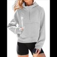 thumbnail image 1 of Sudaderas con Capucha para Mujer Sudaderas Forro Sudaderas de Entrenamiento de Moda de Otoño Chaquetas de Invierno Suéteres de Gran Tamaño Camisetas Ropa 2025 Gris L, 1 of 8