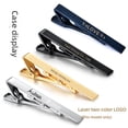 thumbnail image 3 of Clip de corbata con electroforesis de cobre, láser a color, logotipo para hombre, caja de regalo de plata y oro, letras DIY, 3 of 5