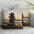 thumbnail image 3 of Creowell Rocks Beach Ocean Sunset Fashion Style Dirt-Resistant Throw Pillow Covers for Couch Sofa Bed Living Room Bedroom High-Quality All-Year Round Pillow Case 1PC 12x12in, 3 of 5