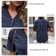 thumbnail image 2 of Blusa informal holgada de manga corta con escote en V, puños enrollados y botones delanteros en color morado, 2 of 7