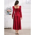 thumbnail image 3 of OBEEII Womens Maxi Satin Dress Puff Sleeve Square Neck Corset Midi Dress Sexy Backless Dresses Long Formal Cocktail Red Bridesmaid Dresses, 3 of 10