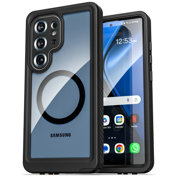 Encased Waterproof Case Designed for Samsung Galaxy S25 Ultra (IP68) Full Body Protective Phone Case with Screen Protector Built-in (Clear/Black)