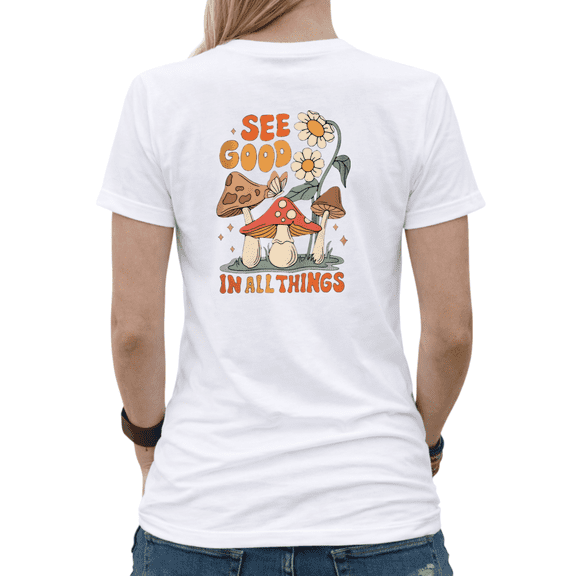 Giffimy See Good In All Things Womens Print Tshirt Graphic Tees White/Black S-5XL Tops