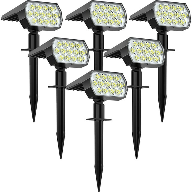 Luces Solares de Foco WELALO Paquete de 6 con 65 LED Impermeables IP68