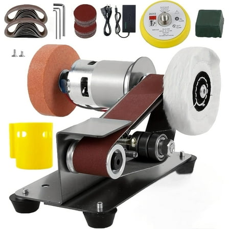 Mini Belt Sander, Electric Power Bench Belt Grinder, Adjustable Speed Electric Grinding Sanding Machine