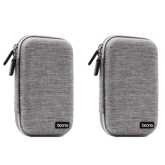 2X Portable Storage Box Waterproof Storage Bag for 2.5-Inch Mobile Hard Drive Supply USB Drive Data Headset Gray