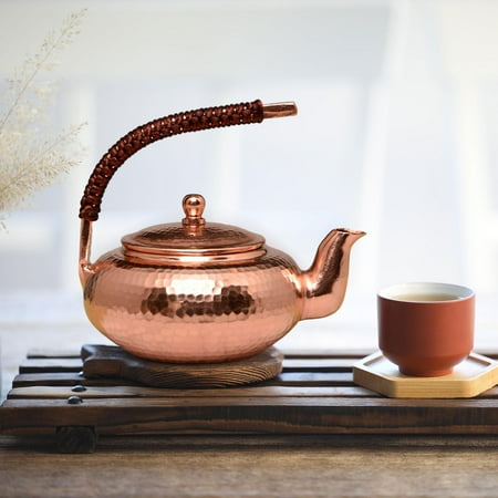 

LOVIVER Copper Teapot Copper Kettle Teapot Half Moon Handmade Chinese Hot Water Kettle Kung Fu Tea Pot for Home Loose Tea Camping Bronze