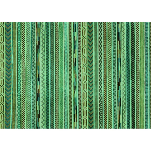 Ahgly Company Machine Washable Indoor Rectangle Abstract Turquoise Blue Modern Area Rugs, 4' x 6'