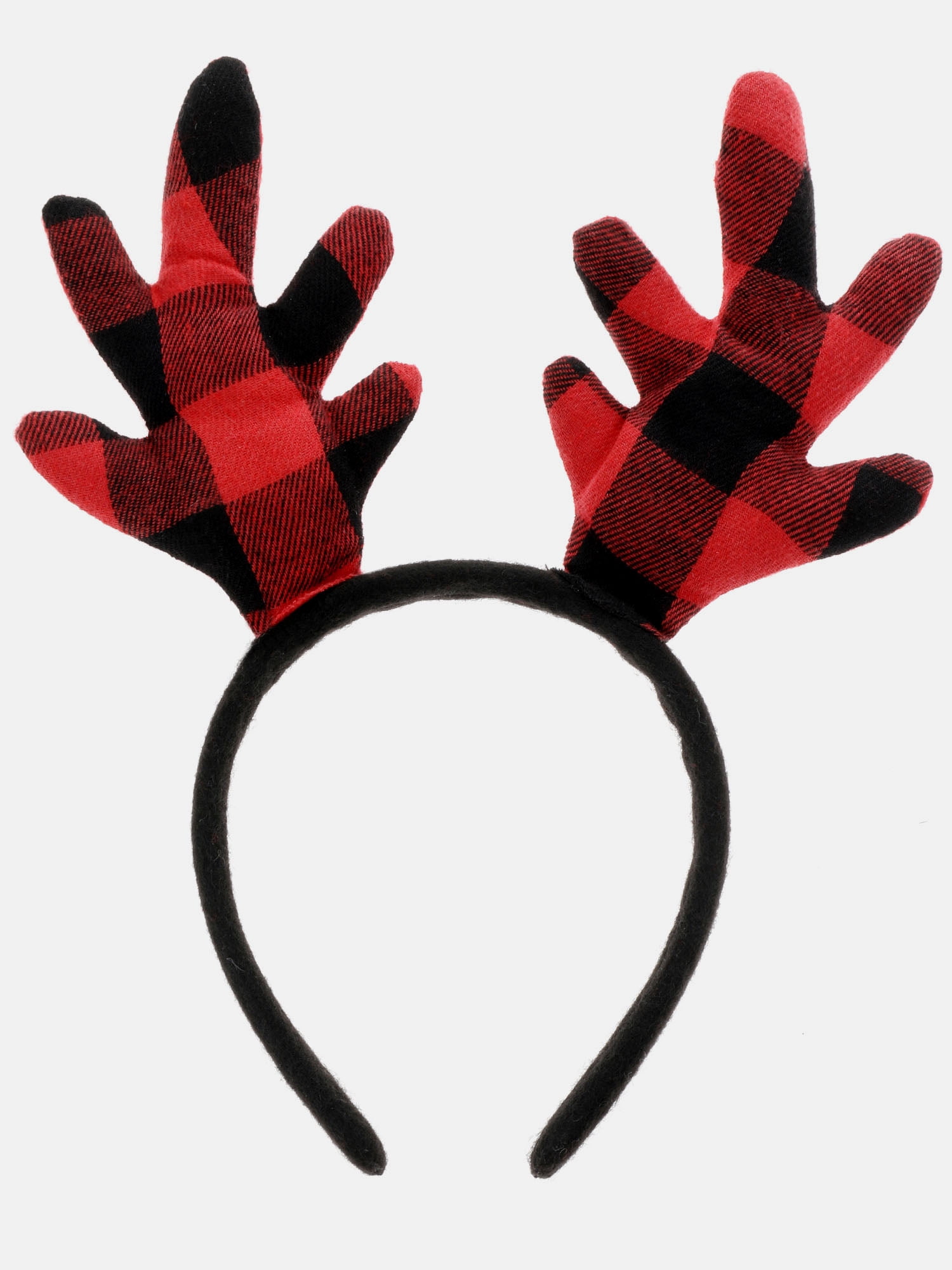 Way to Celebrate Women's Plaid Reindeer Antler Headband, Brown, 1 Piece, One Size Fits Most
