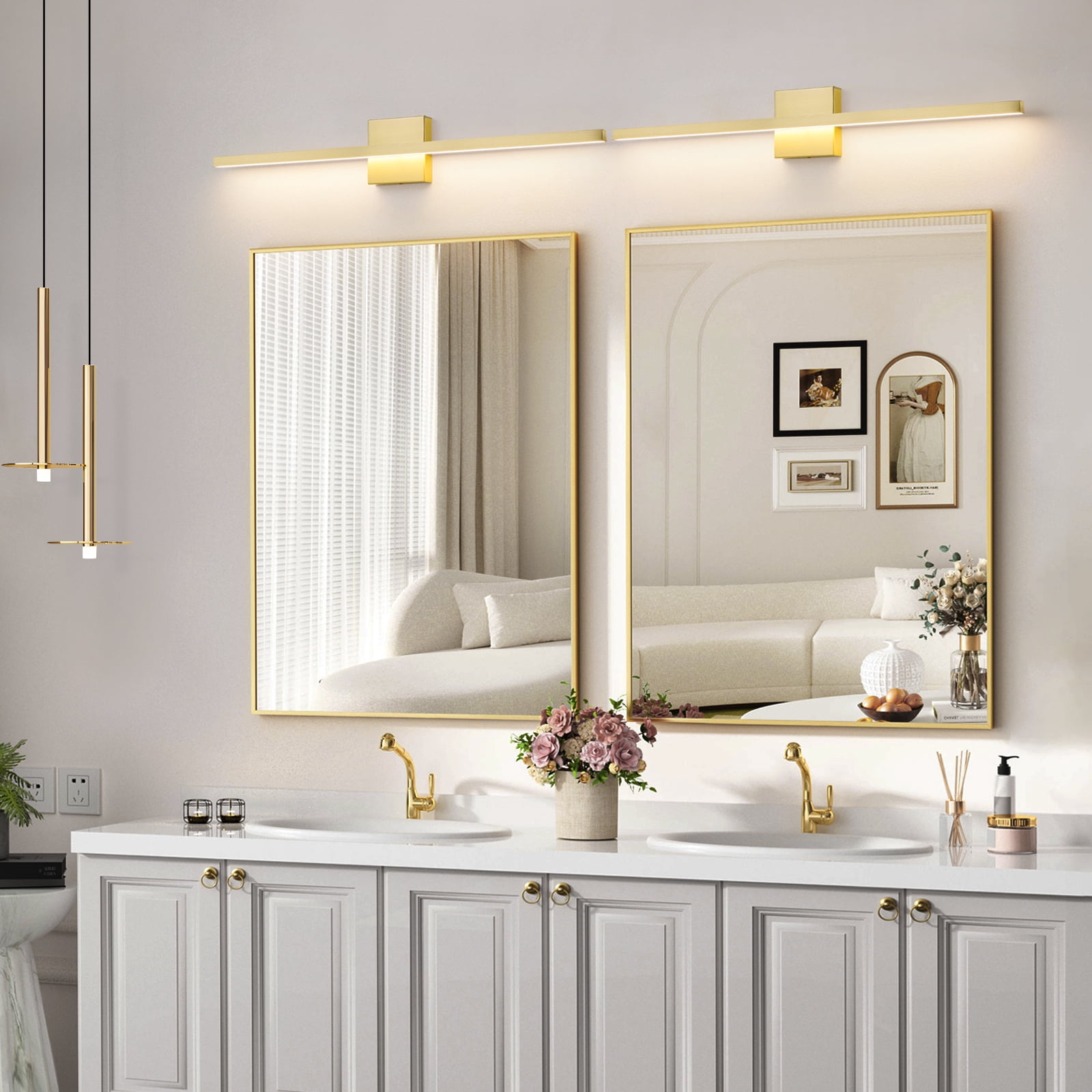 Vanity Light for Bathroom Lighting Fixtures Over Mirror Dimmable Integrated LED 32 inch Modern Vanity Lights Gold Bathroom Light Bar Bath Wall Sconce