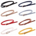 thumbnail image 2 of Maynos Women's Durable Fashion Skinny Adjustable Solid Color Thin PU Belt with Alloy Buckle, 7 Colors Options - White, 2 of 7