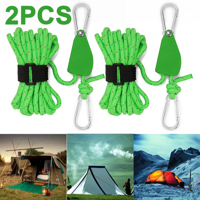 Polea Viento Cuerda 4mm 4m Tensor Tienda Nylon Reflectante Hebilla Fija Verde