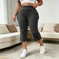 thumbnail image 4 of Plus Size Cargo Capris for Women Elastic Waist Slim Fits Yoga Capri Leggings, Stretch Workout Hiking Sports Cropped Pants, 4 of 7