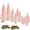 Pink, variant on 8Pcs Mini Christmas Trees Bottle Brush Trees with Wood Base, Christmas Village Trees for Tabletop Christmas Decor Holiday Winter Decorations